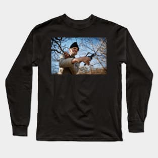 Senior farmer trimming trees Long Sleeve T-Shirt